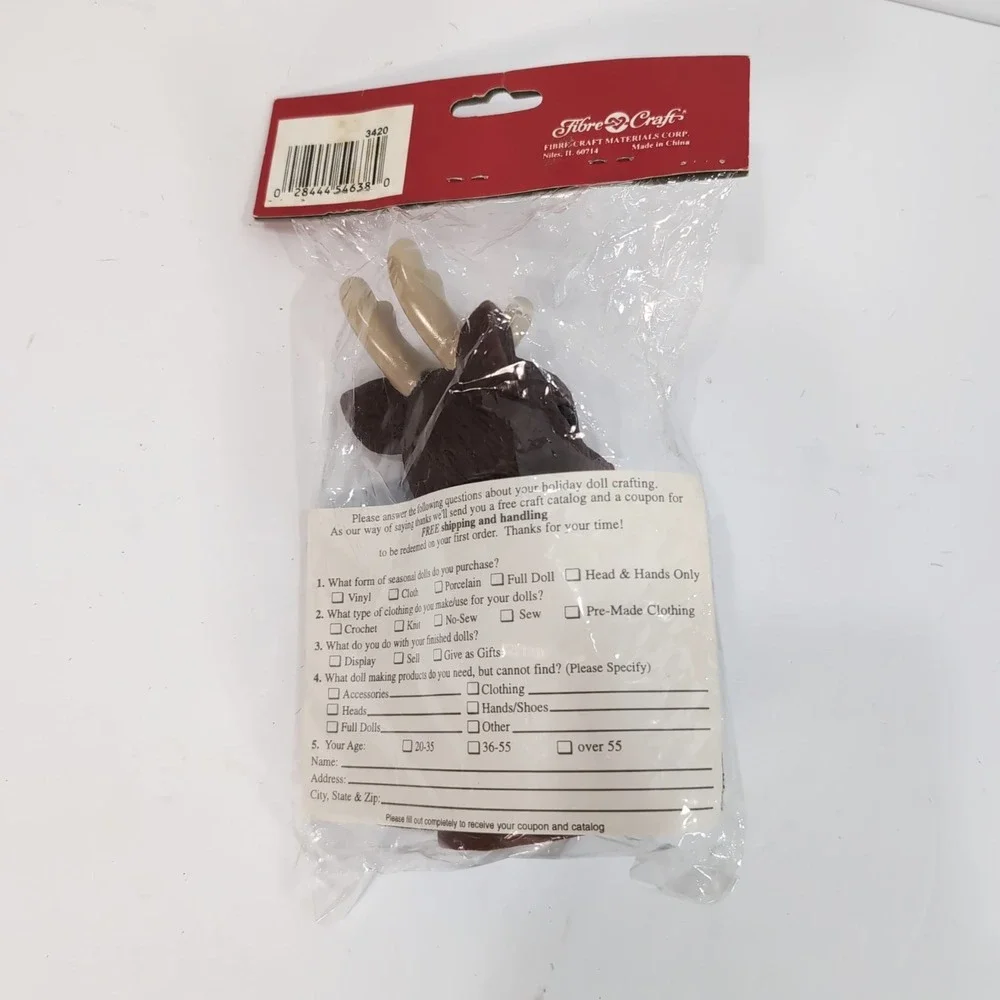 Rudolph Reindeer Fibre Craft Air Freshener Doll 3420 Christmas Holiday W/Instru